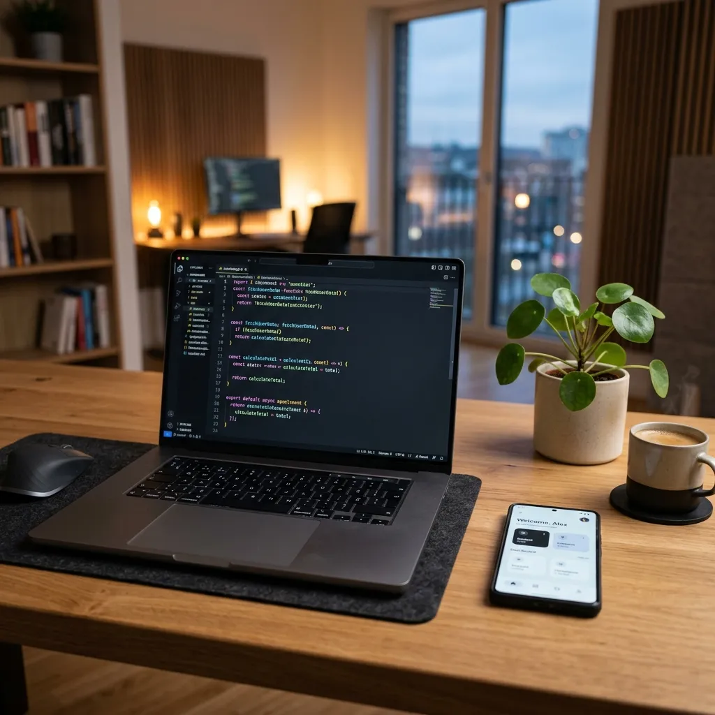 Shaaz's workspace at WebOrbitGaya, modern developer setup