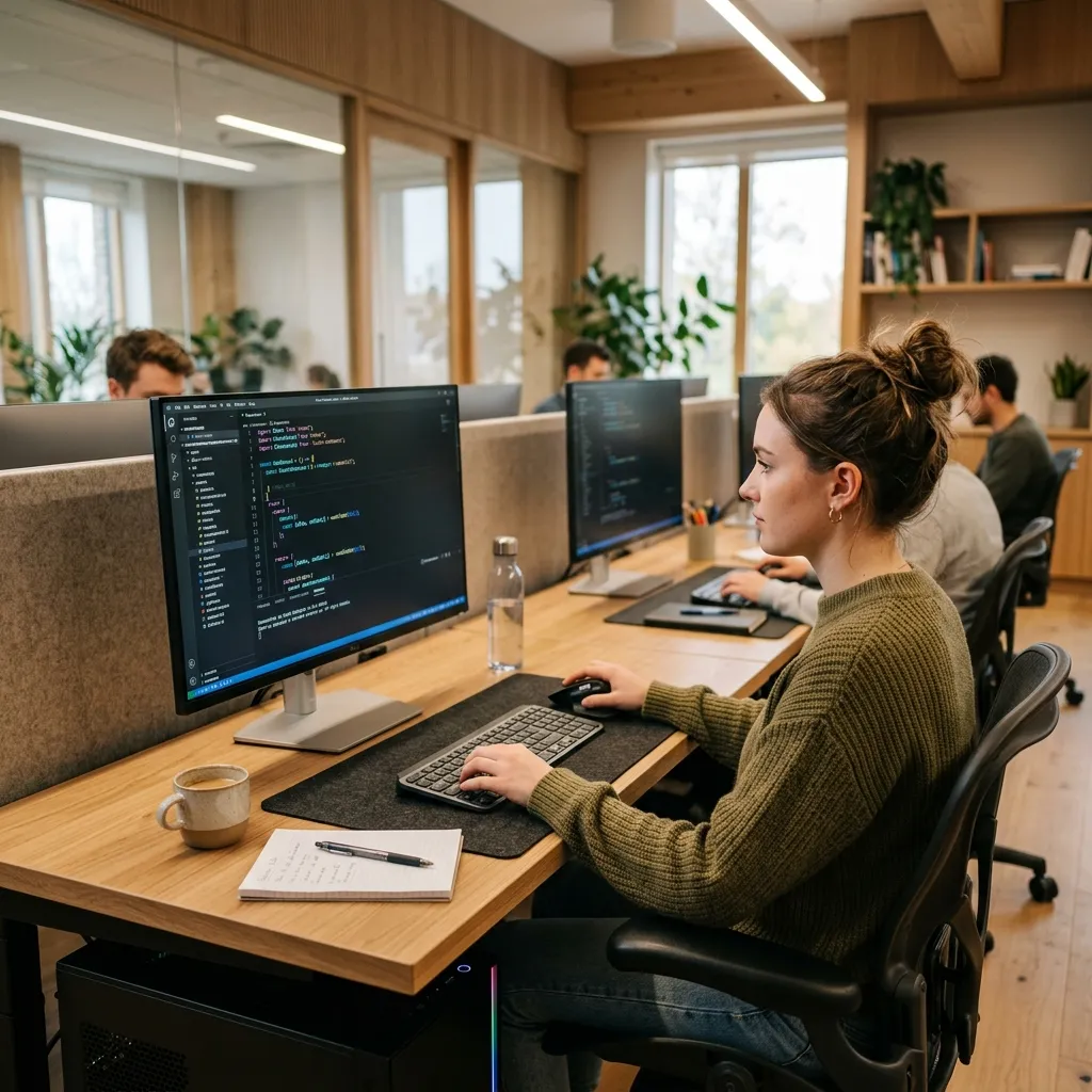 Practical computer training lab session and coding workbench